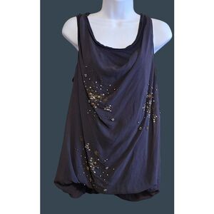 Embellished Tank Top Black/Gray Large blouse date night coquette chic